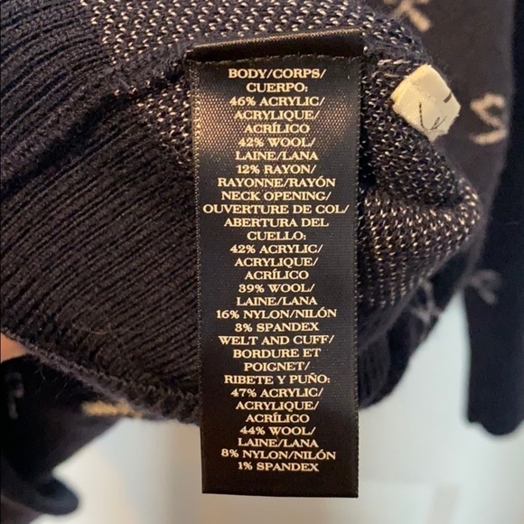 Ann Taylor Navy Silver Bow Print Sweater - Picture 6 of 8